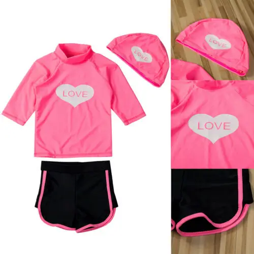 3 шт. купальник для маленьких детей девочек солнцезащитный купальник Рашгард костюм ванный Комплект Детская Одежда для пляжа