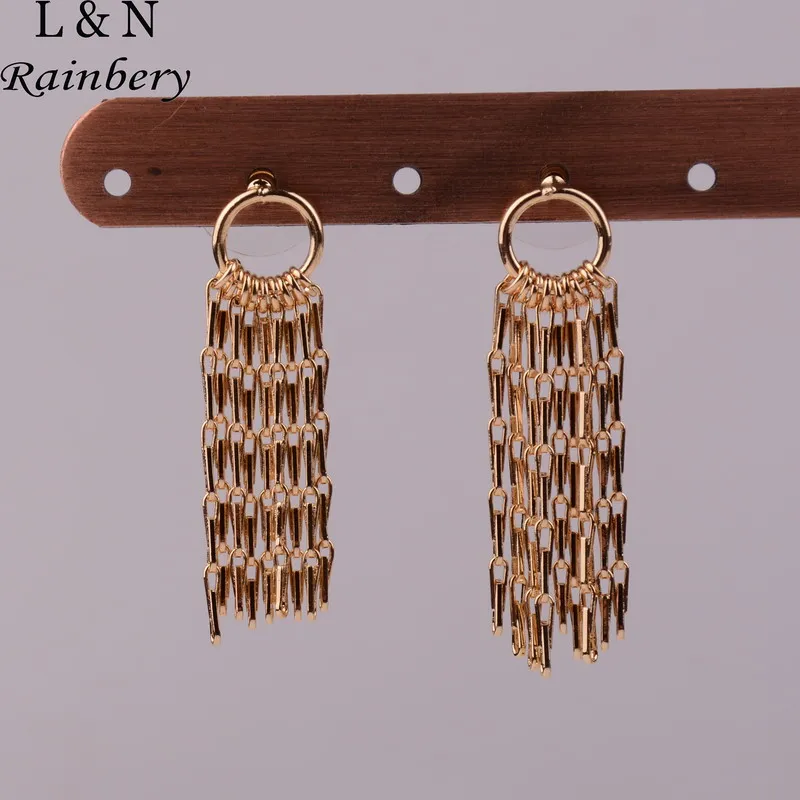 

Rainbery 2018 New Fashion Delicate Gold-Color Earrings Jewelry Accessories Long Metal Copper Chain Tassel Earrings JE0729