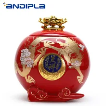 Китайские винтажные Феникс, Дракон шаблон керамические контейнеры для чая чайный набор пуэр банка для чая кофейные бобы конфеты канистра бутылка украшения для дома