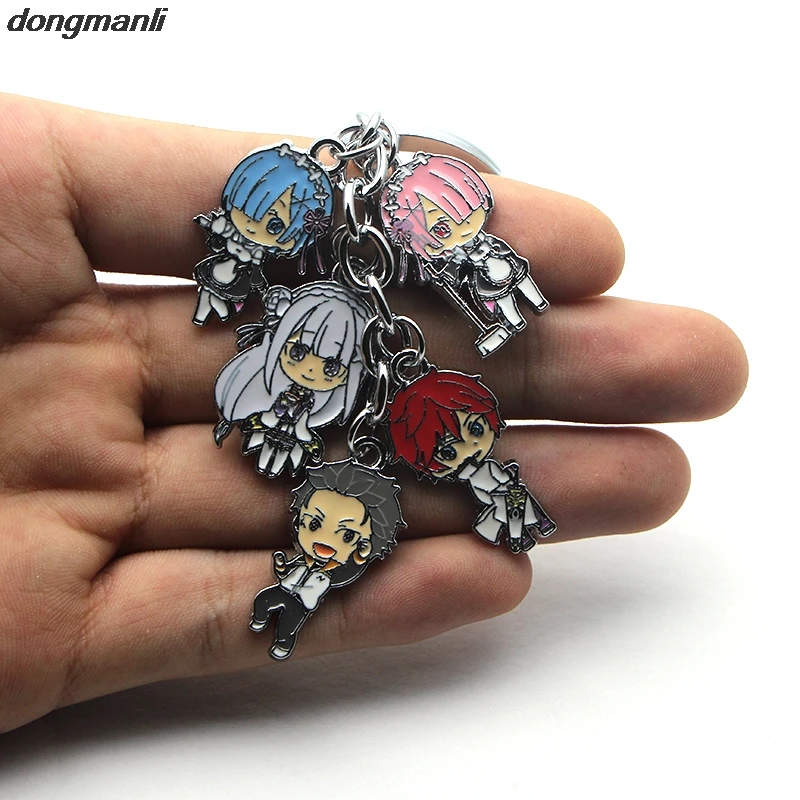 

WS1188 Re:Life in a different world from zero Figure Keychain Silver Color Japan Anime Cosplay Five Characters Key Chain