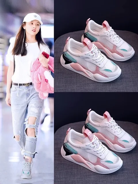 

New old shoes casual wild lightweight breathable hollow platform summer mesh shoes