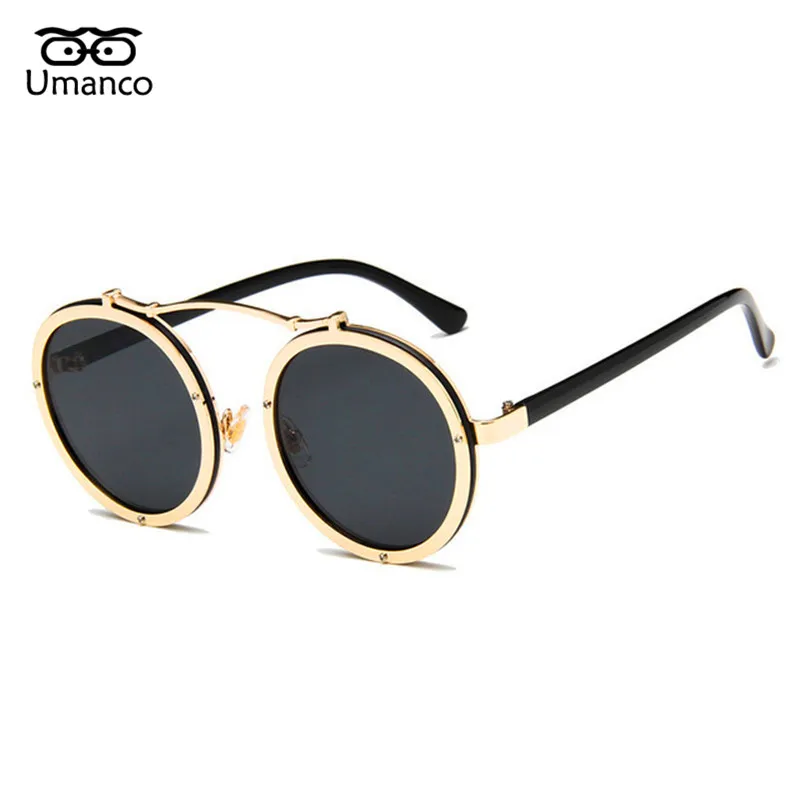 

Umanco Retro Round Steampunk Sunglasses Women Men Vintage Fashion Metal Sun Glasses Female Male Personality Shades Gold Glasses