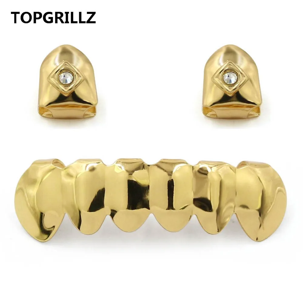TOPGRILLZ позолоченный желтый колпачок с двумя одинарными верхними зубьями