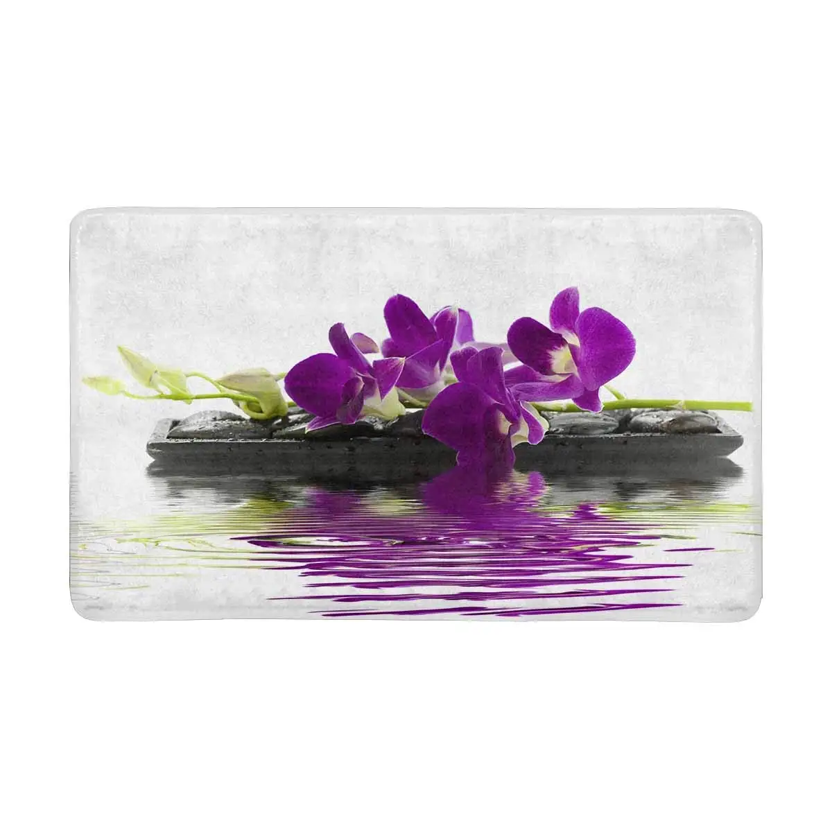 Beautiful Purple Orchid Doormat Anti Slip Entrance Mat Floor Rug