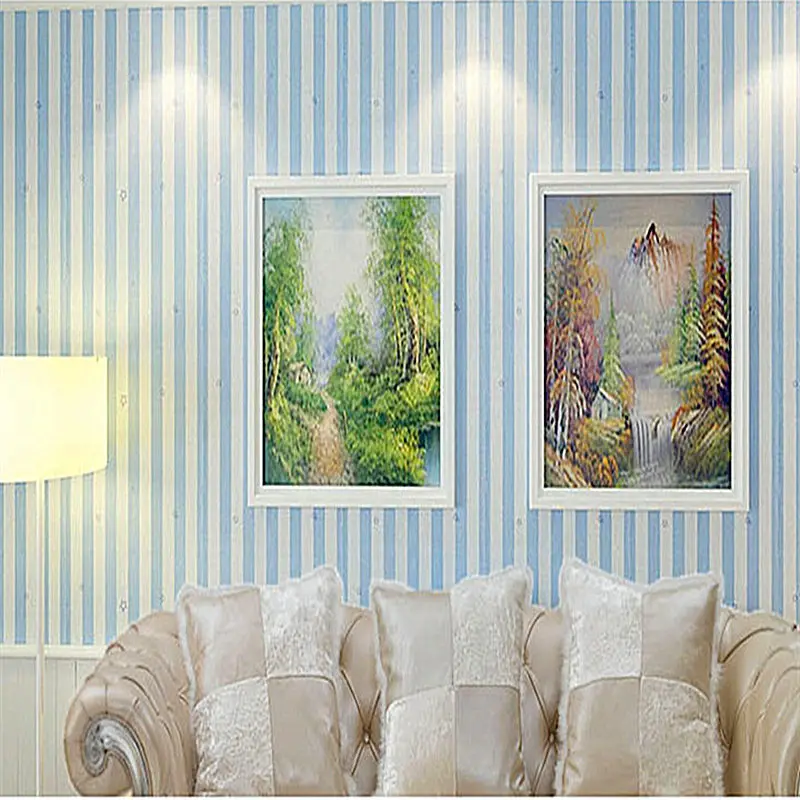 Mediterranean blue striped living room bedroom PVC self adhesive