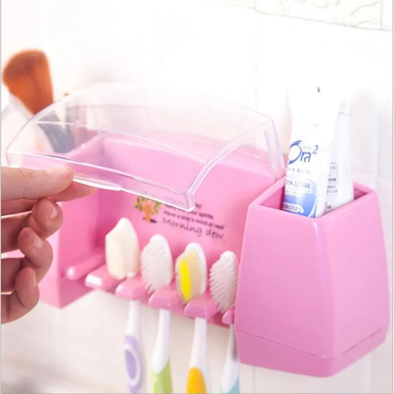 4 اللون متعددة الوظائف فرشاة الأسنان حامل صندوق تخزين الحمام المطبخ الأسرة جدار حامل مستلزمات معجون الأسنان تخزين
