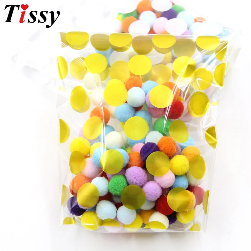 

25PCS/Lot 13x21CM White/Gold Dots Cookies Self-Adhesive Bags For Home Wedding Party DIY Gift Bags Candy Food Packaging Supplies