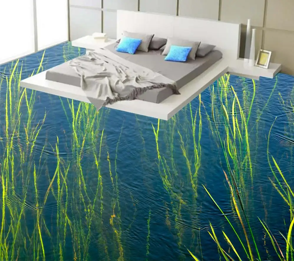 3d напольное покрытие речная вода трава 3D напольная картина для ванной комнаты