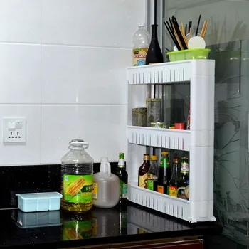 

Removable Storage Rack Shelf With Wheels Bathroom Kitchen Refrigerator Side Shelves 3 Layers Multipurpose Storage Holder Shelf