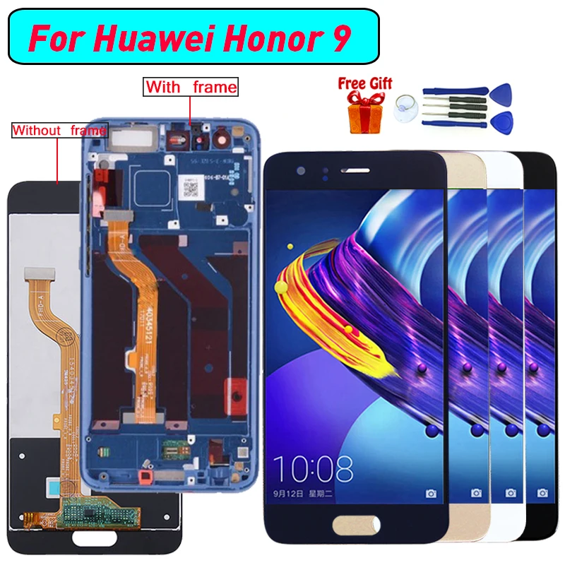 Baratos Para Huawei Honor 9 pantalla LCD Tuoch de la Asamblea de pantalla para el Huawei Honor 9 STF L09 STF AL00 STF AL10 STF TL10 Módulo de visualización de pantalla