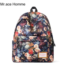 Mr. ace homme рюкзак женщины Водонепроницаемый нейлон Роза печатных рюкзак леди женские рюкзаки Женский Повседневная сумка Эсколар