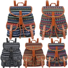 5 Couleur 2016 Style Bohème Impression Toile Vintage Sac À Dos Femmes Mochila Feminina Bagpack Sacs D’école Sac de Cordon Sac à Dos