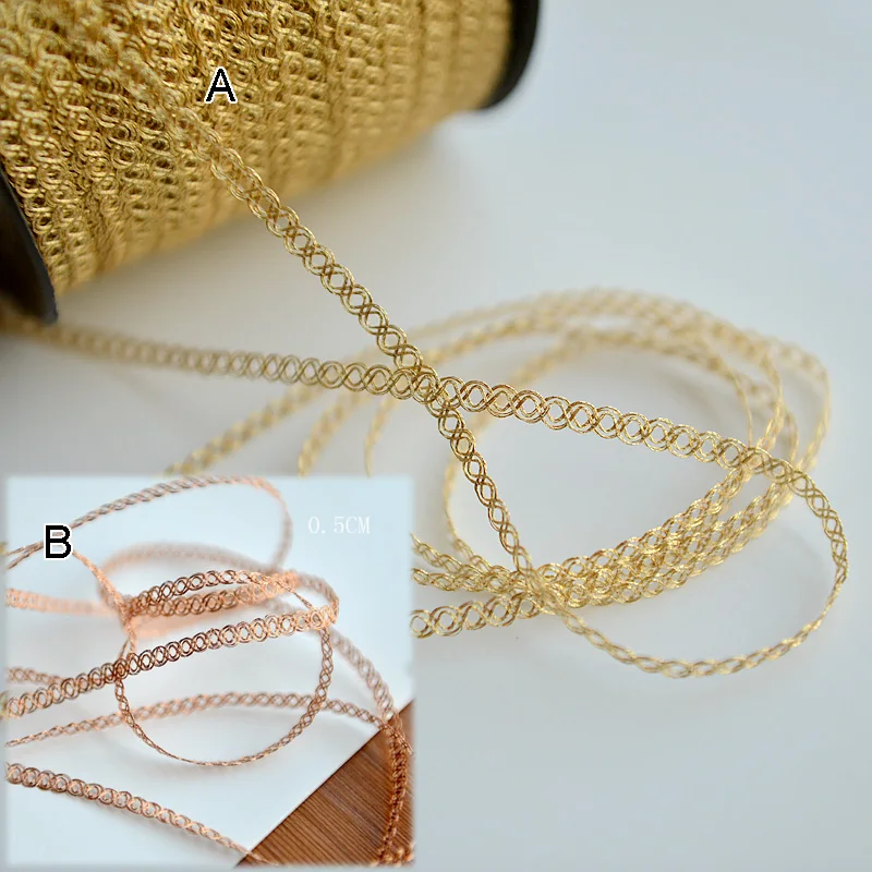 

15 meter/lot 0.5cm 0.19" width gold braid fabric tapes lace trim ribbon D9H983P181004E