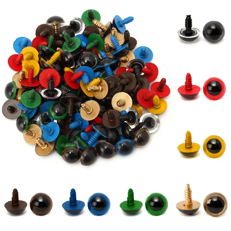 

100pcs 14mm Dolls Accessories Plastic Safety Eyes For Animal Puppet Popul Craft Teddy Bear Doll Stuffed Toys Parts Eyes Colorful