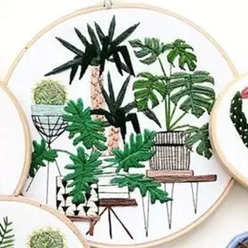 

DIY Ribbon Embroidery Set for Beginner Needlework Kits Plant Cross Stitch Series Needle Arts Crafts Sewing Decor Wall Painting