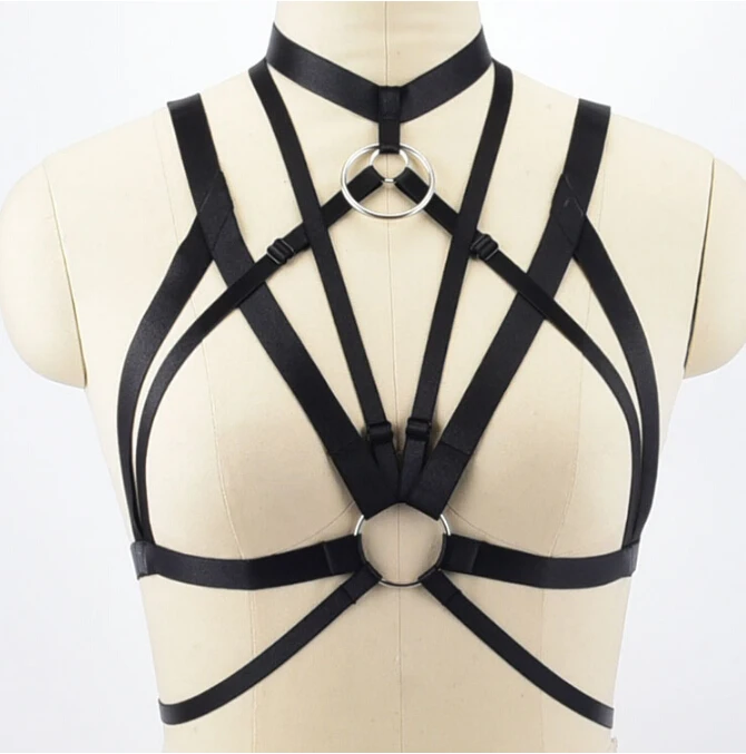 

Body Harness Bandage Girl Elastic Bra Straps Cross Bra Crop Top Hollow Out Unlined Bandage Bra Underwear B0506
