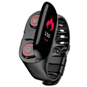 

M1 2-In-1 AI Smart Watch With Bluetooth Earphone Heart Rate Monitor Smart Wristband Long Time Standby Sports Watch Men Newest