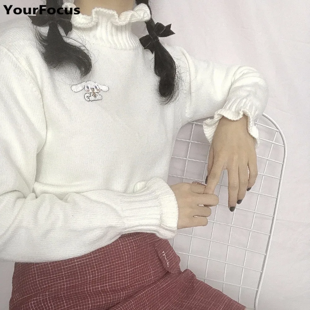 

Harajuku kawaii cute pink lady little doggy pattern embroidery sweater YQ-621