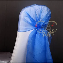 100 шт./лот Свадебные Аксессуары лента из органзы Гуд Председатель Кепки Пояса стул шляпу в Королевский голубой цвет