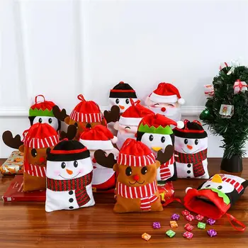 

12PCS Christmas Treat Candy Bags Cartoon Hanging Bags Small Christmas Tree Decorations Candy Bag