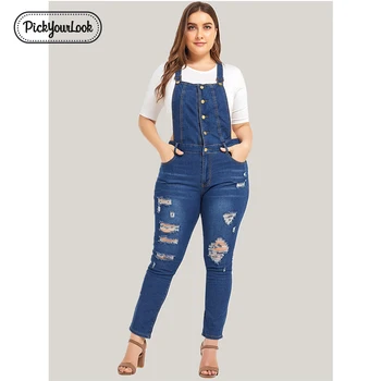 blue jean jumpsuits for plus size