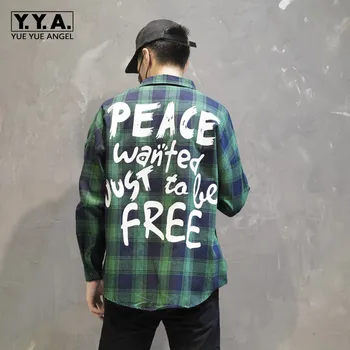 

Spring New Boyfriend Style Mens Printed Plaid Shirts Loose Fit Big Boys Casual Long Sleeve Tops Harajuku Streetwear Shirts 2XL