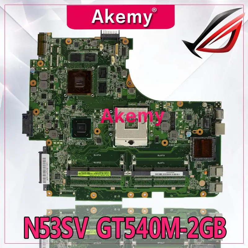  Akemy N53SV Laptop motherboard for ASUS N53SV N53SN N53SM N53S N53 Test original mainboard GT540M-2
