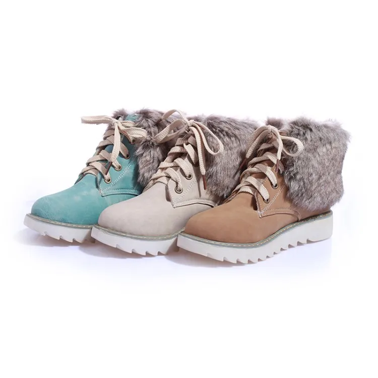 

2018 winter new snow boots wedge with lace boots women 4043 large size warm non-slip women's boots.