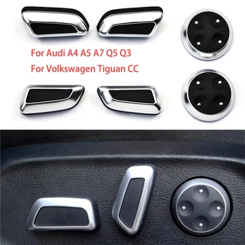 

TTCR-II Accessories Seat Adjust Button Cover Trim Chrome For Audi A4 A5 A7 Q5 Q3/For Tiguan CC Button Sticker Styling