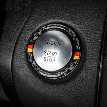 

Engine Start Stop Ignition Key Circle Decoration Cover Trim Carbon Fiber For Mercedes Benz C E Class W205 W213 GLC