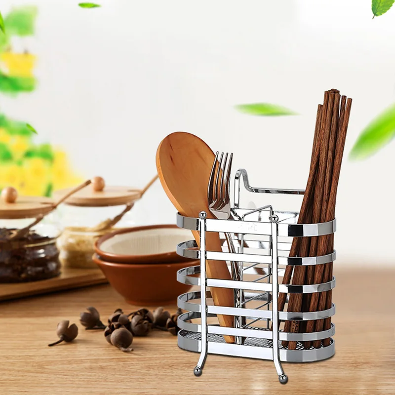 Stainless steel racks hanging chopstick cages spoon holder forks rack reinforced silver kitchen storage shelf organizer drainer