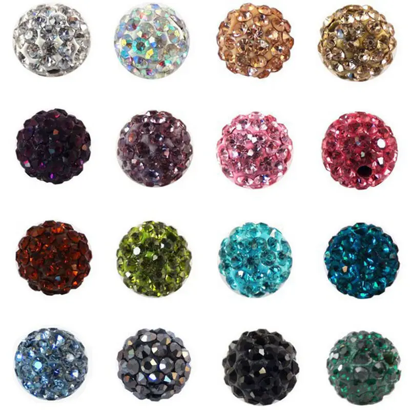 

20pcs Beauty Czech Crystal Rhinestone Pave Clay Round Disco Ball Spacer Beads 10mm Mixed color
