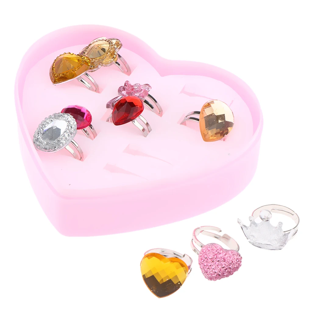 10 Pieces Plastic Kids Rings, Assorted Glitter Rings, Kids Dress Up Costumes Beauty Fashion Rings, Pretend Play Toys