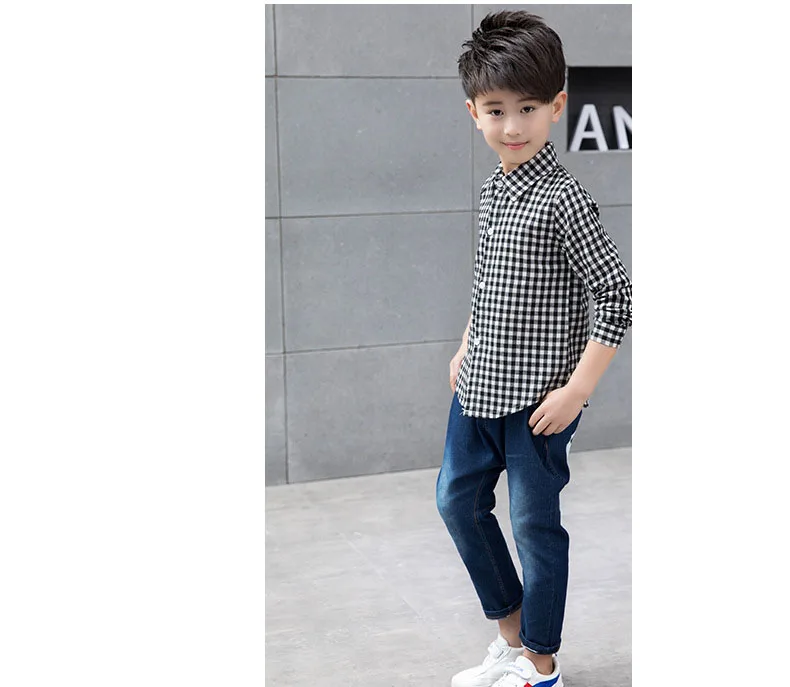 summer 2018 children's clothes boys plaid shirts long sleeve tops for teenage boy cotton shirts kids causal school tops clothing (13)