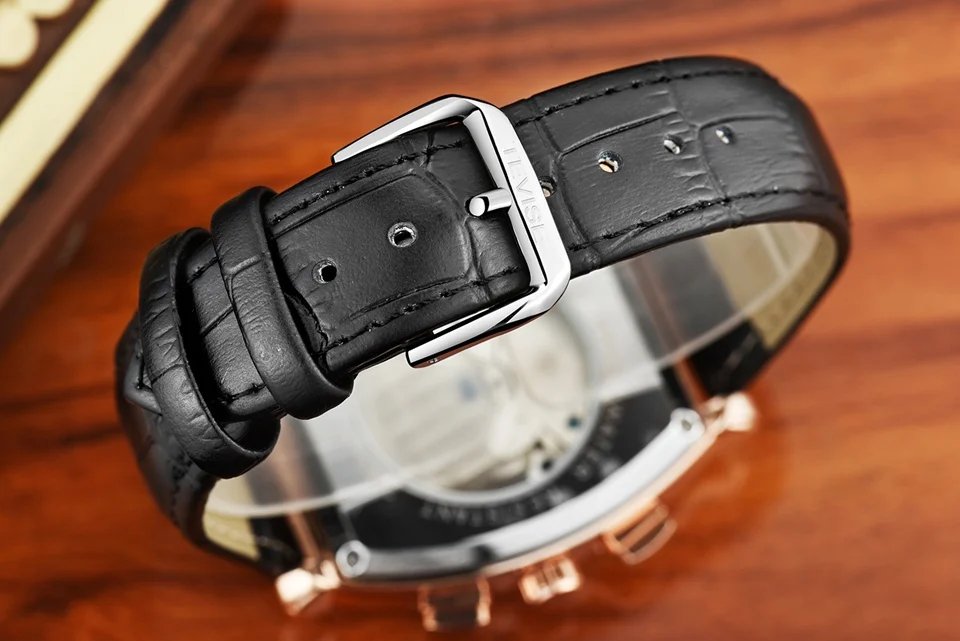 TEVISE Tourbillon Watch Men Date Calendar Self Wind Automatic Mechanical Watches Leather Men Watch Fashion Waterproof Male Clock (7)