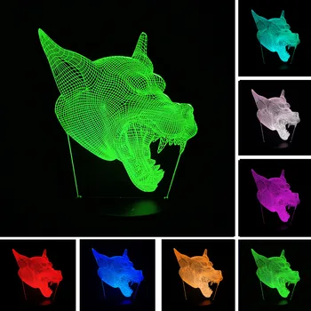

Mans Gifts 3D Beast Wolf Head Night Light USB Led Table Desk 7 Colors Gradient illusion Lamp Child Kids Home Bedroom Bar Decor