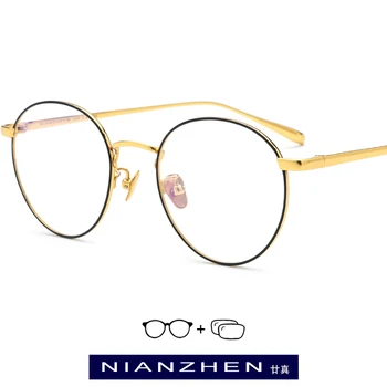 

Pure Titanium Prescription Glasses Frame Men Vintage Round Myopia Optical Eyeglasses 2019 Women Female Retro Oval Korea Eyewear