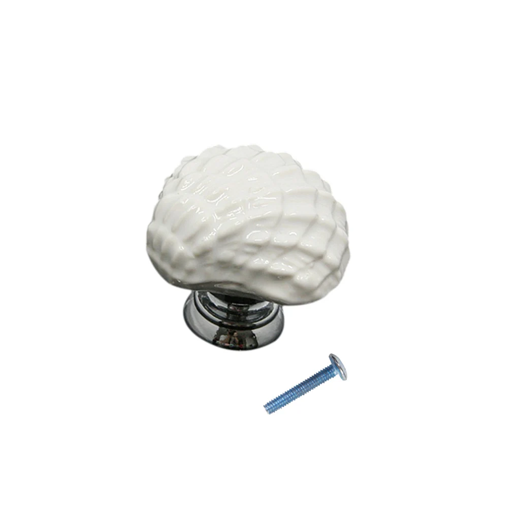 White Shell Shape Kitchen Cabinet Knobs Ceramic Drawer Cupboard Pull Handle