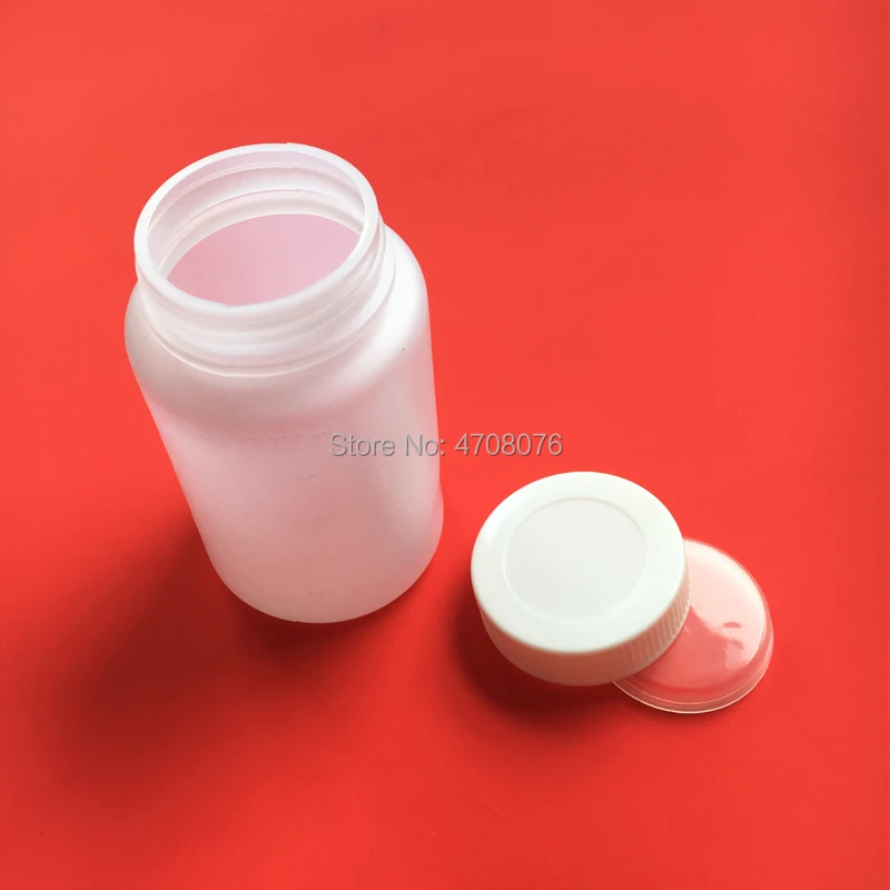 

250ml 10pcs/pack PE laboratory reagent bottle with scale Plastic sample bottle with screw lid wide mouth round for chemical test