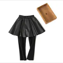 Леггинсы для маленьких девочек Однотонная одежда Обувь для девочек Ложные две Юбки для женщин Брюки для девочек хлопковые леггинсы юбка из искусственной кожи детские леггинсы Обувь для девочек одежда jm04