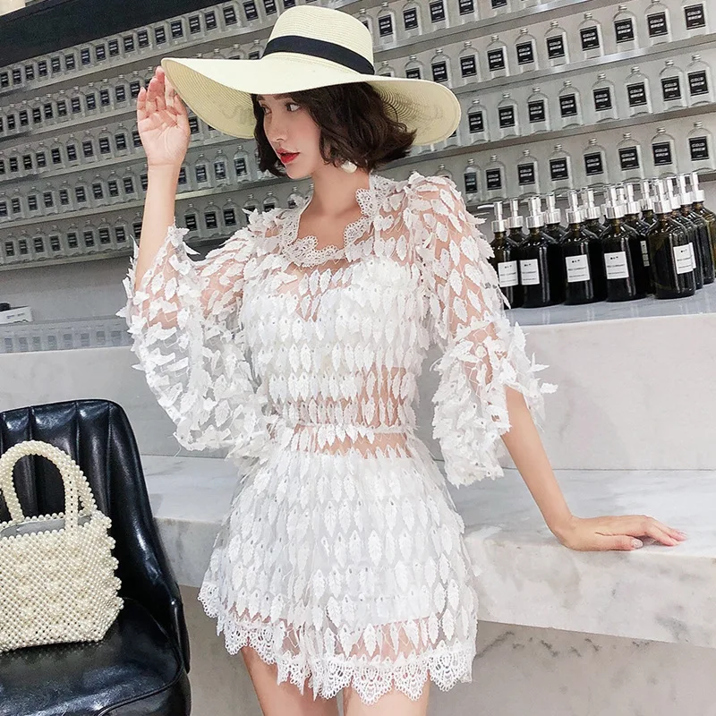 

Piecework Swimsuit Whole Swimsuits Bikini Set Push Up For Teenager Female Indoor Ladies' Swimwear Three Piece Perspective Lace