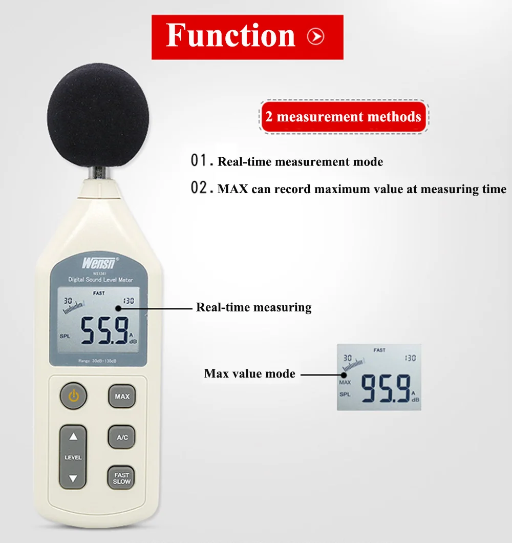 Цифровой измеритель уровня звука 30-130дб ЖК-измерительный прибор для измерения уровня шума функция A/C децибел мониторинг Регистратор Тестер с 512 М sd-картой