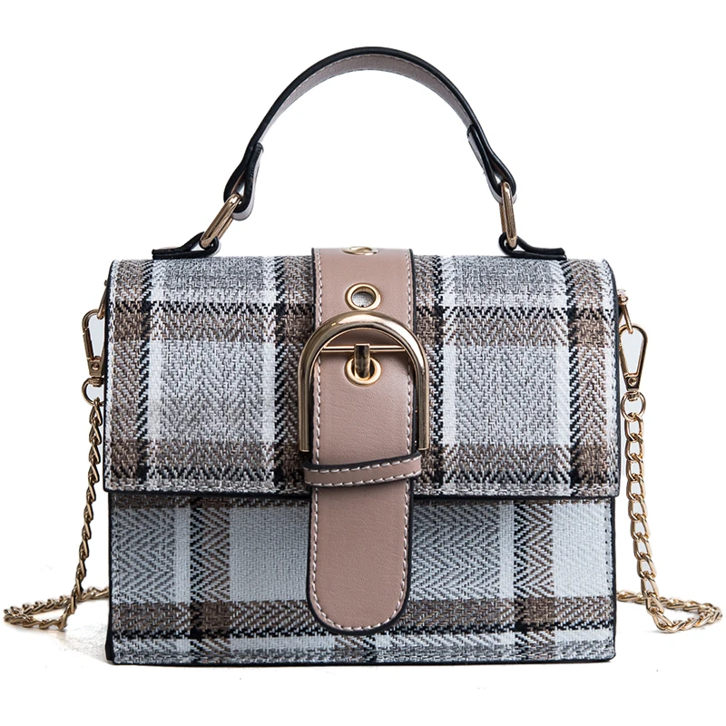 

Fashion women's small handbag vintage female casual shoulder messenger bag plaid girl bag with chian office HUOBJU7