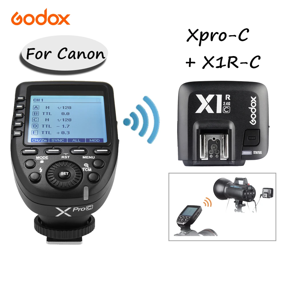 

Godox Xpro-C HSS E-TTL Transmitter + X1R-C Receiver 2.4G Wireless Flash Trigger Control Remote For Canon V860II-C TT685-C TT600