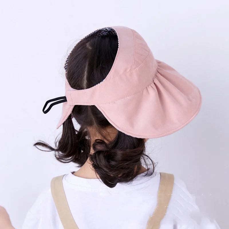 6Empty Hats Kids Boy Bucket Caps Baby Girls Wide Brim Visor Basin Cap Sun Protection Cotton Fisherman Hat for Summer