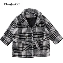 ChanJoyCC Winter Hot Sale Children’s Coat Baby Girls Long Sleeve Fashion Plaid Thickening Warm Outerwear For Kids