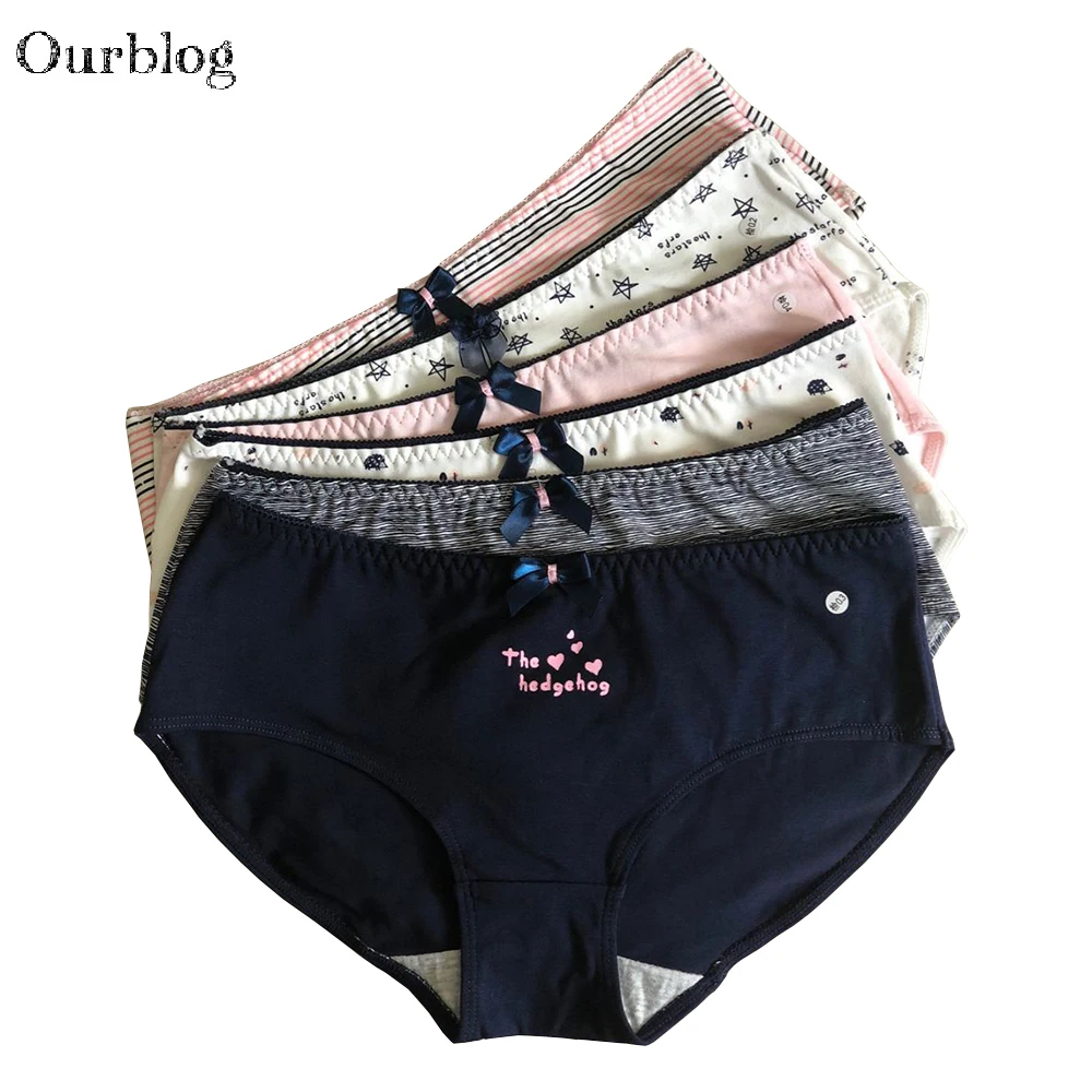 Ourблог 5 шт./лот M L XL Сексуальные женские хлопковые трусики Нижнее белье Женская