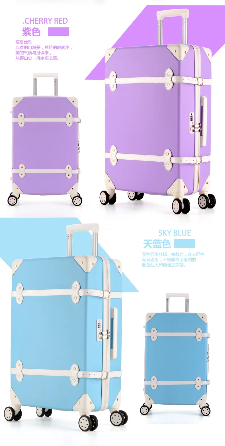 20 дюймов ретро комплект багажных сумок на колесиках поездки чемодан на колесах наборы для ухода за кожей с путешествия сумки carry on чемодан