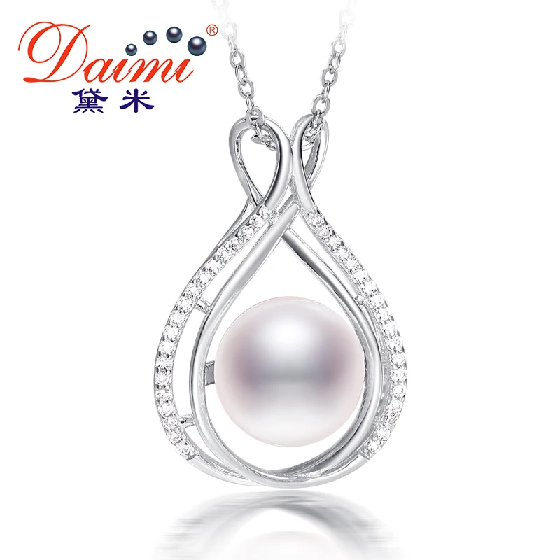 

DAIMI Tear Drop Pendant 10-11mm Big White Pearl Pendant Shiny 925 Sterling-Silver-Jewelry Pendant Necklace Best Gift For Women