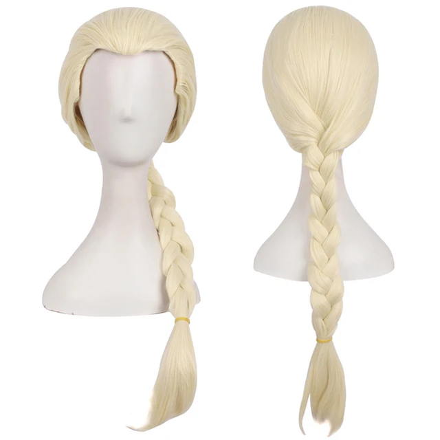 MapofBeauty 28" Long Braided Cosplay Wigs Silver Brown Blonde Elsa and Anna Wig Costume Party Heat Resistant Fake Synthetic Hair